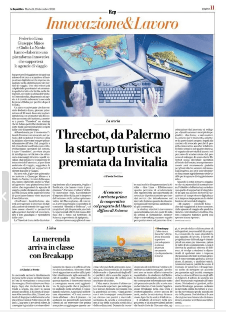 Anteprima secondo articolo Repubblica Palermo dedicato a Travelino